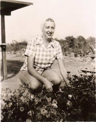 Helen Monzo in the field, circa 1950